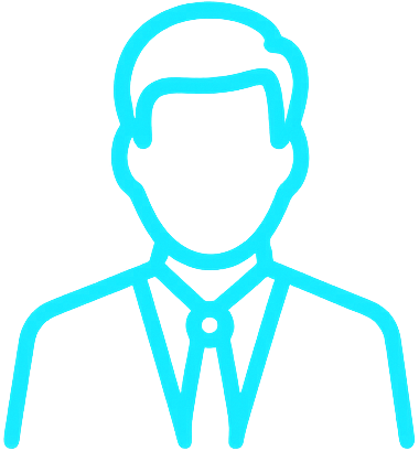 Icon outlining a man in business attire indicating that we have a trusted network for power generation equipment financing.