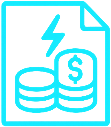 Icon of a lightning bolt and some coins on a page indicating that we provide up-to-date information on power equipment that can be financed today